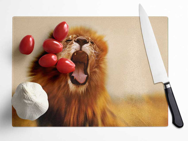 King of The Jungle Lion Roar Glass Chopping Board