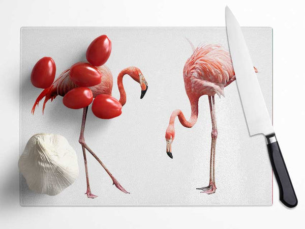 Pink Flamingo Duo Glass Chopping Board