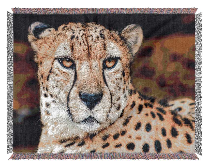 Beautiful Cheetah Face Woven Blanket