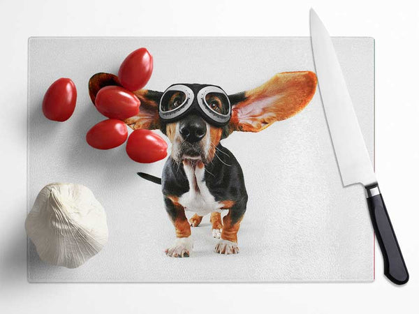 Basset Hound Flight Glass Chopping Board