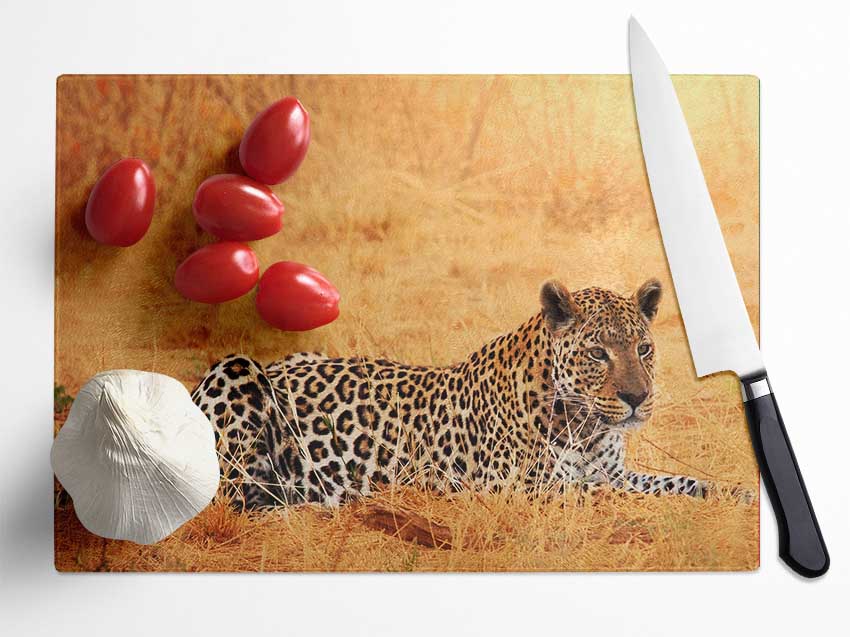 Leopard Waiting Glass Chopping Board