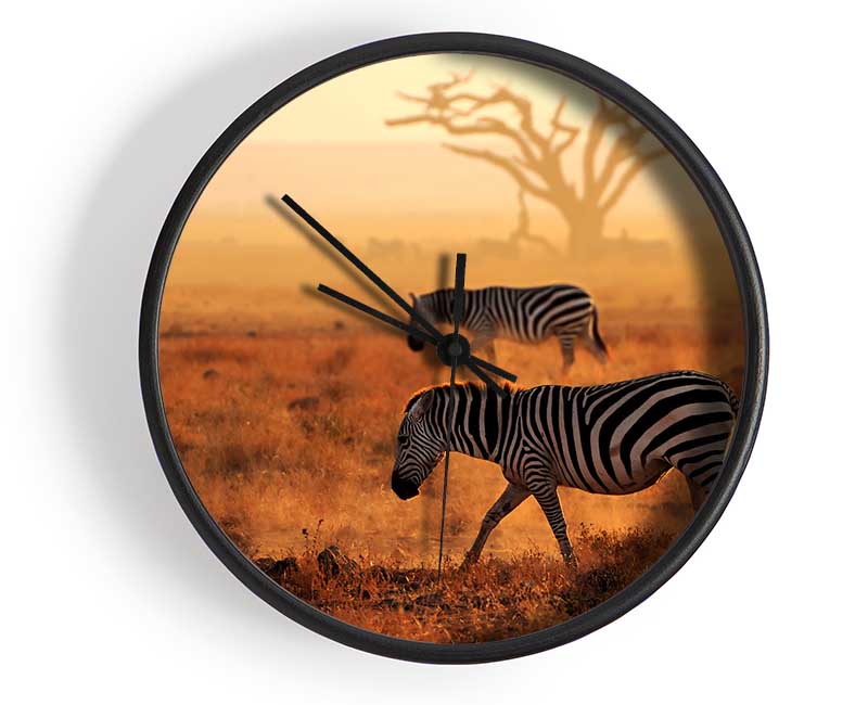 Sunset Zebra Clock - Wallart-Direct UK