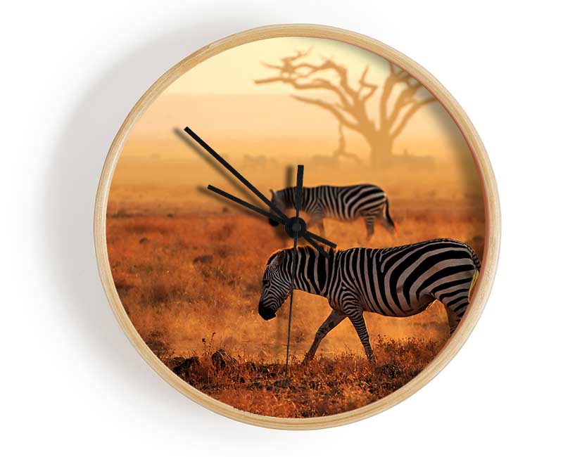 Sunset Zebra Clock - Wallart-Direct UK