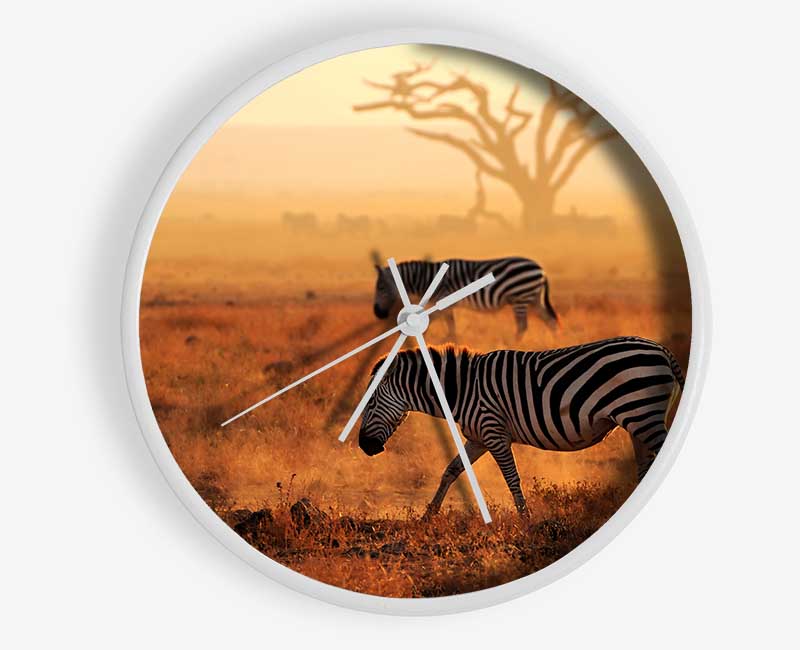 Sunset Zebra Clock - Wallart-Direct UK