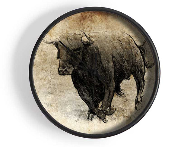 Bull Charging Clock - Wallart-Direct UK