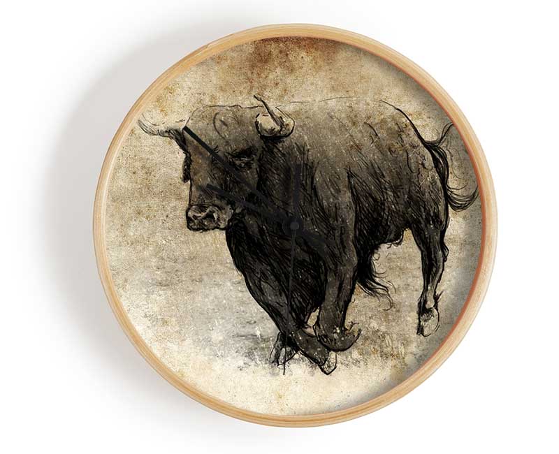 Bull Charging Clock - Wallart-Direct UK