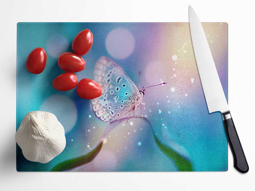 Butterfly Sparkle Glass Chopping Board