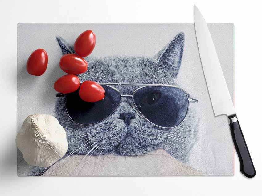 Kitty Cat Cool Glass Chopping Board