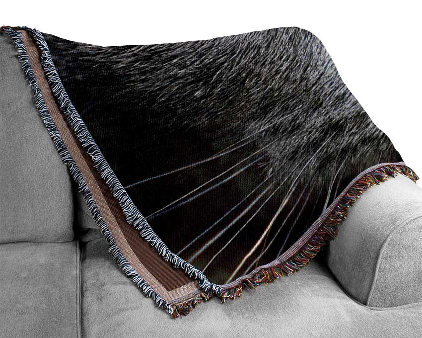 Smokey Grey Cat Woven Blanket