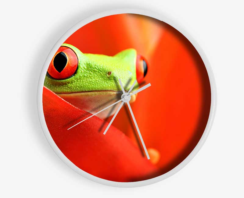 Red Leaf Frog Clock - Wallart-Direct UK