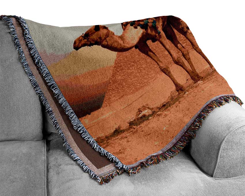 Camel Pyramids Woven Blanket