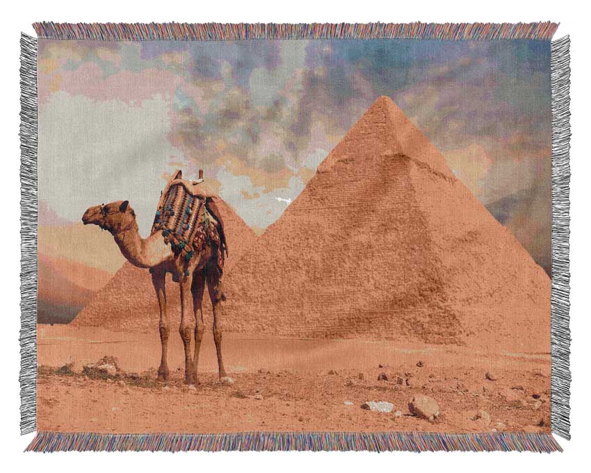 Camel Pyramids Woven Blanket