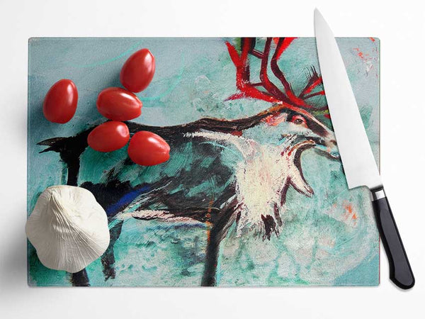 reindeer painting Glass Chopping Board