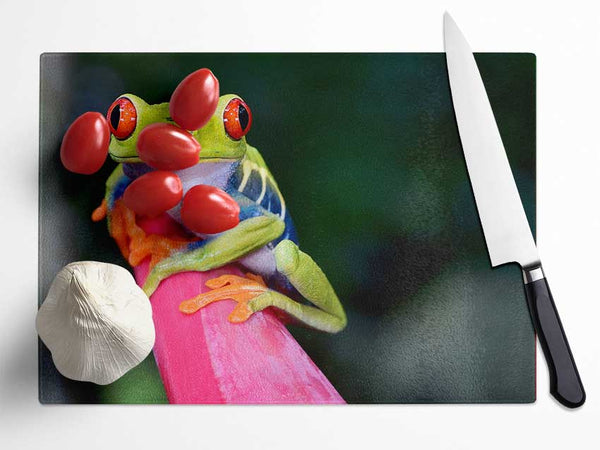 Here's Looking At You Frog Glass Chopping Board