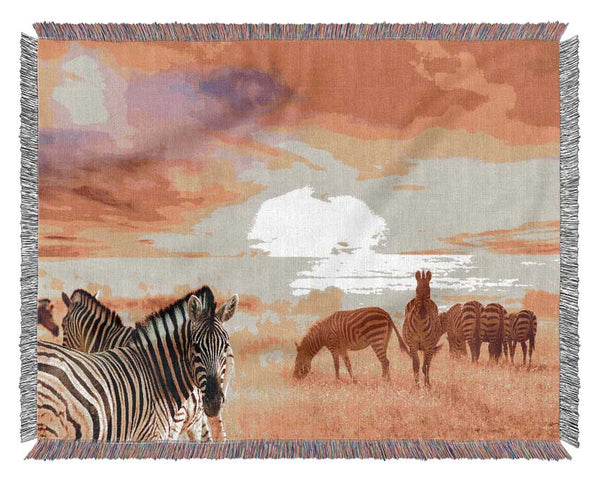 Zebra Sunset Safari Woven Blanket