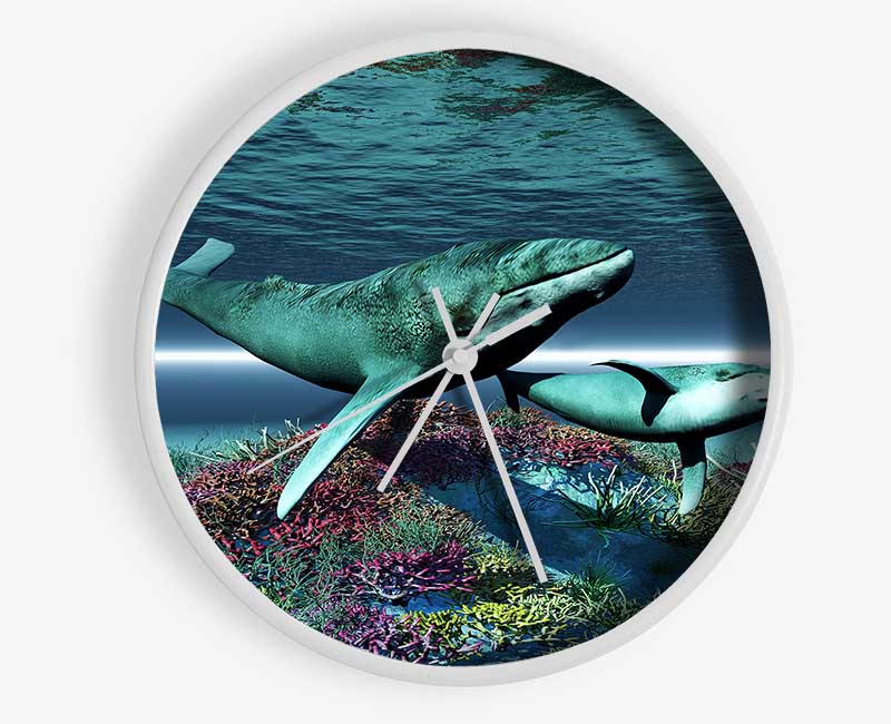 Whale Family Clock - Wallart-Direct UK