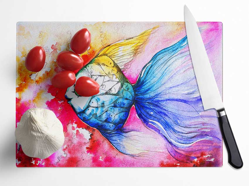 MultiColoured Fish Glass Chopping Board