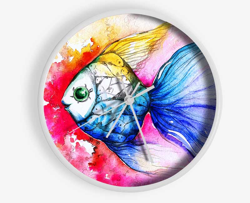 MultiColoured Fish Clock - Wallart-Direct UK