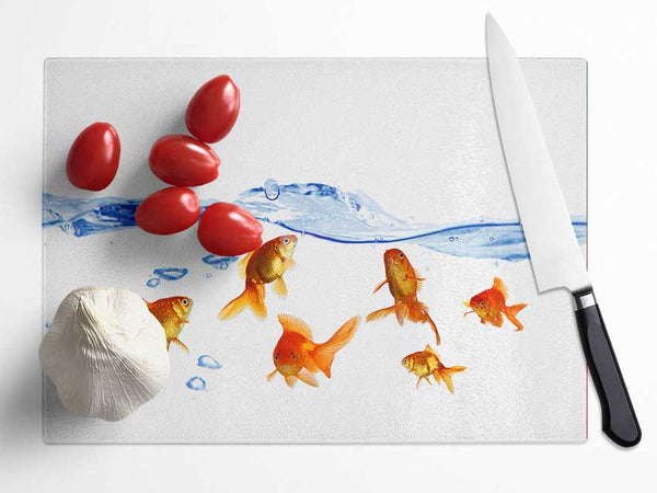 Goldfish Wave Glass Chopping Board