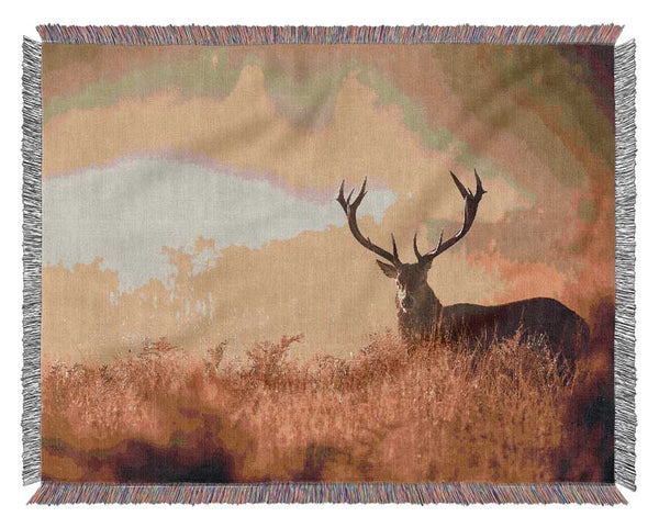 Stag Deer Sunlight Woven Blanket