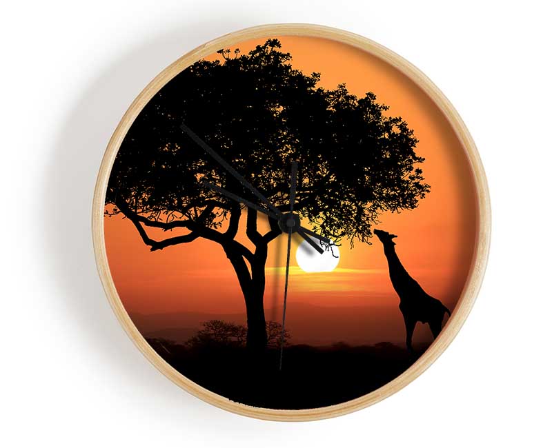 Giraffe Safari Sunset Clock - Wallart-Direct UK