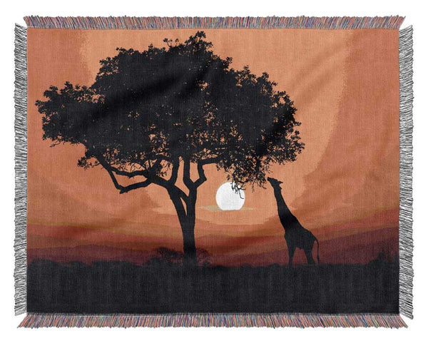 Giraffe Safari Sunset Woven Blanket