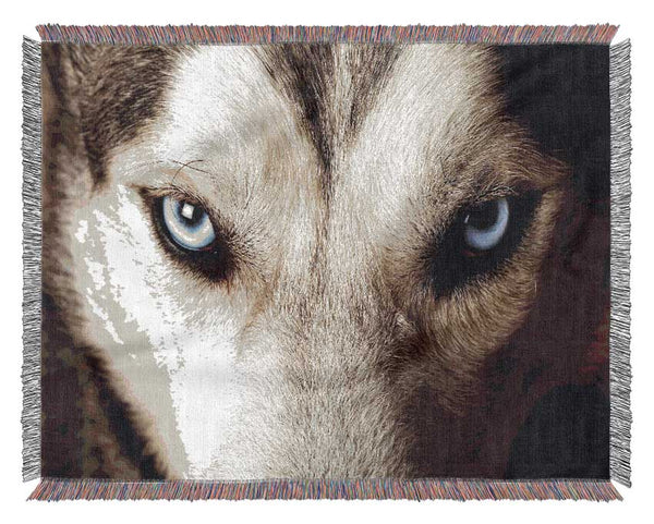 Stunning Husky Dog Eyes Woven Blanket