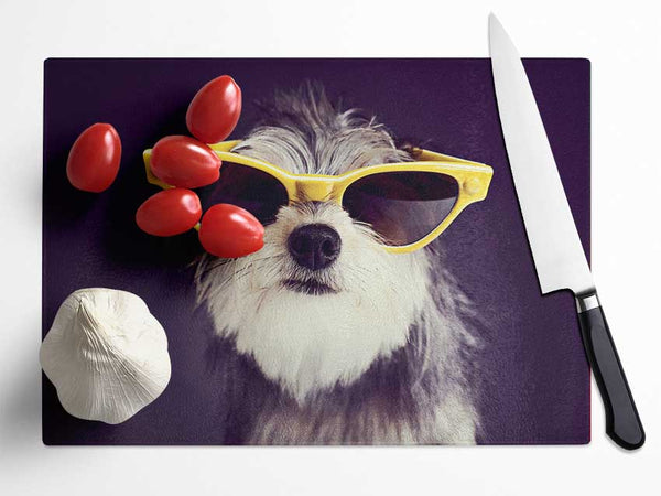 Sunglasses Dog Pooch Glass Chopping Board