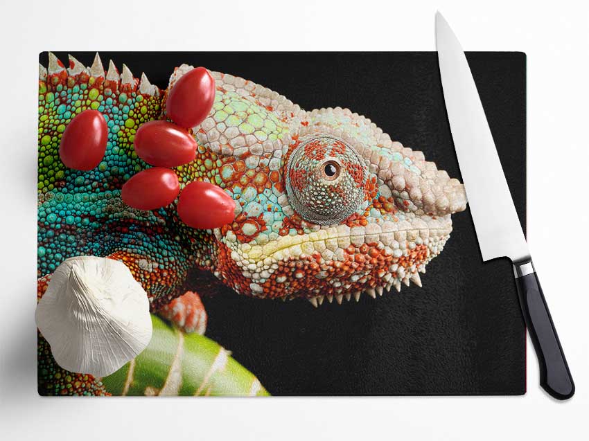 Chameleon Face Glass Chopping Board