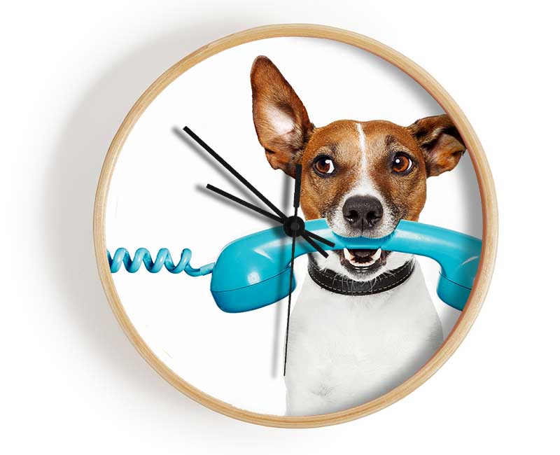 Terrier Dog Phone Call Clock - Wallart-Direct UK