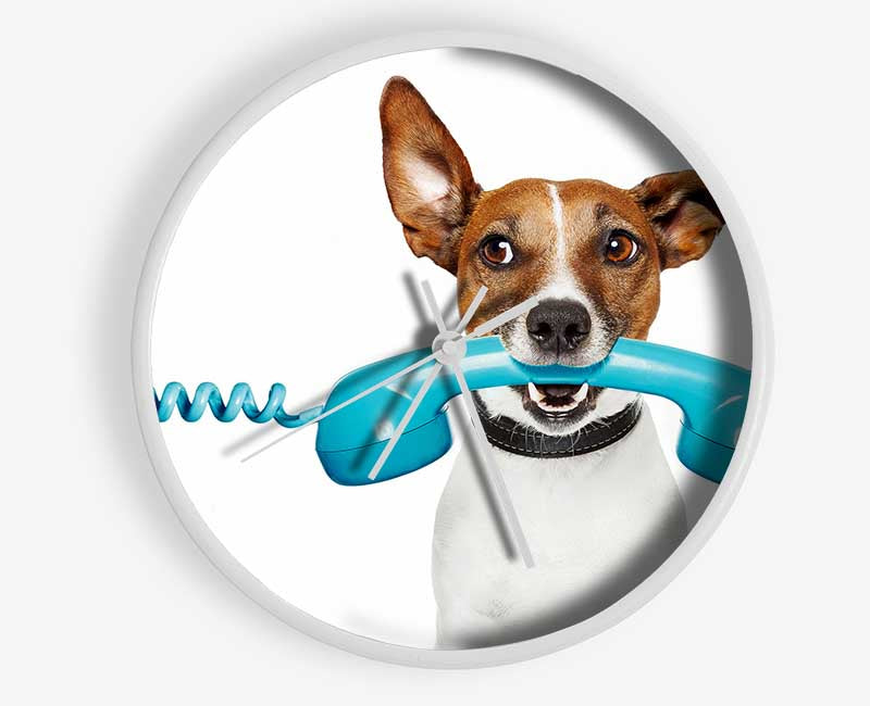 Terrier Dog Phone Call Clock - Wallart-Direct UK