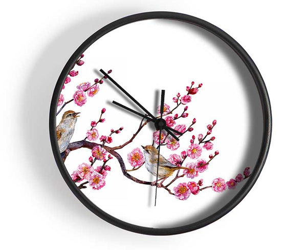 Cherry Tree Love Birds Clock - Wallart-Direct UK