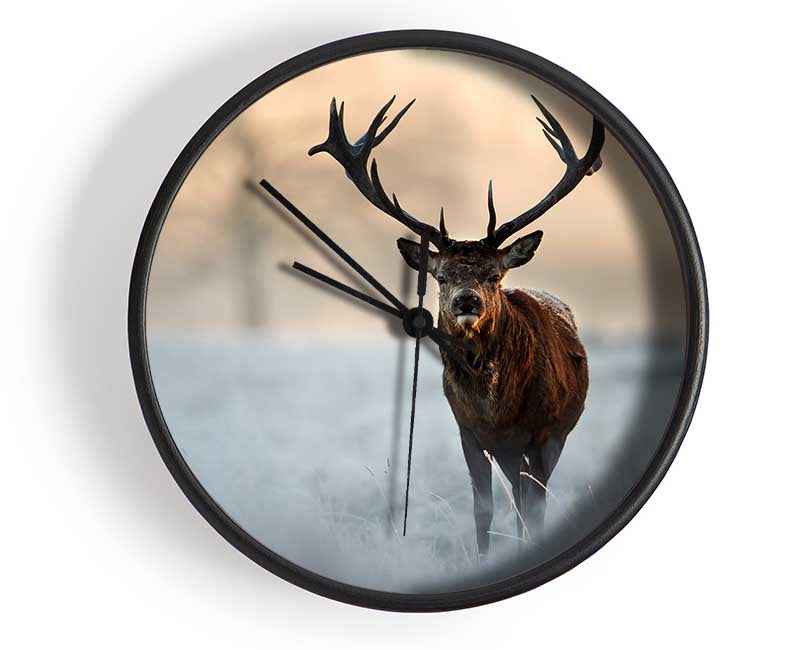 Beautiful Winter Stag Clock - Wallart-Direct UK