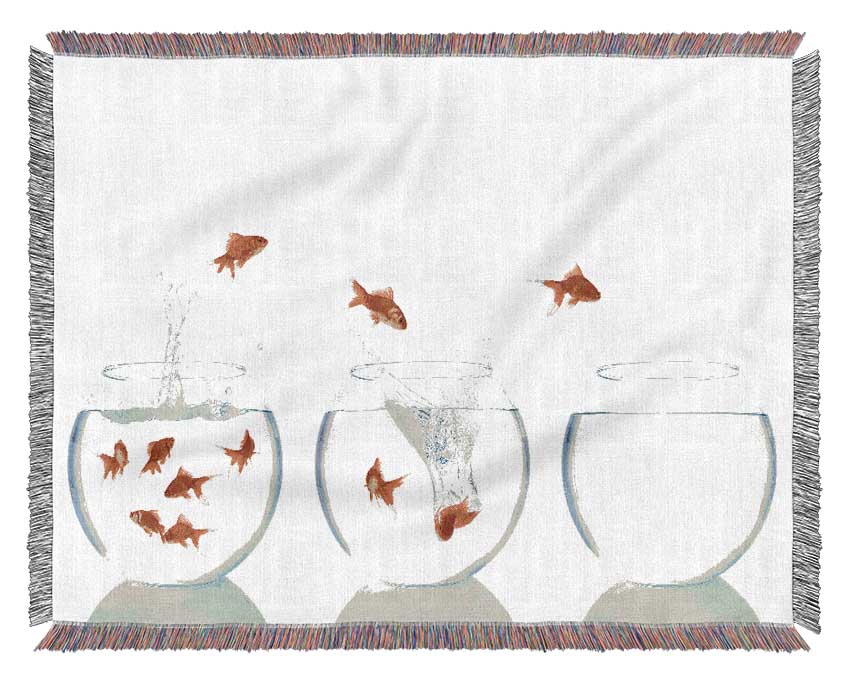 Jumping Goldfish Trio Woven Blanket