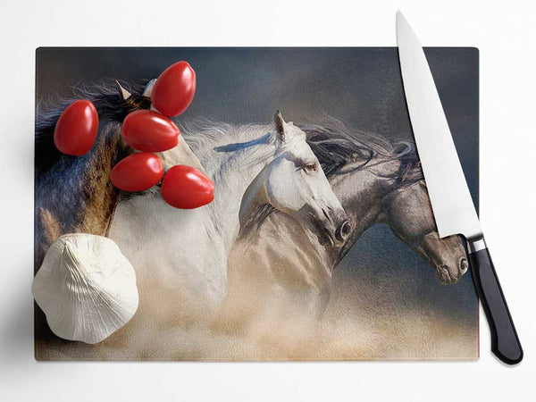 Wild Horse Trio Glass Chopping Board