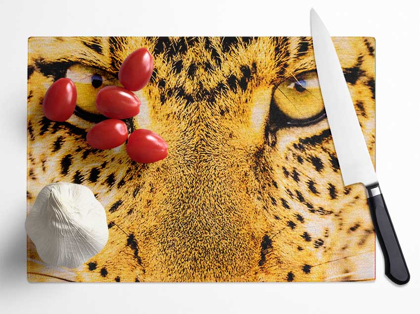 Leopard Face Glass Chopping Board