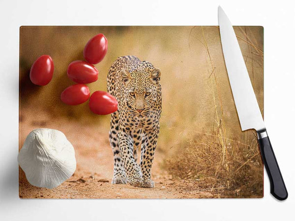 Leopard Walk Glass Chopping Board