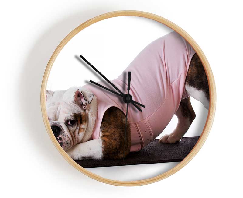 British Bulldog Yoga Stretch Clock - Wallart-Direct UK