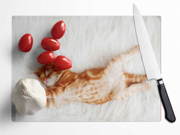 Kitten Cat Belly Glass Chopping Board