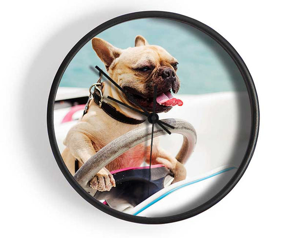 Speed boat French bulldog Clock - Wallart-Direct UK