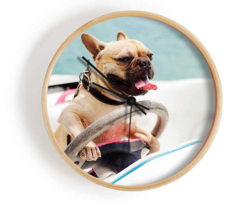 Speed boat French bulldog Clock - Wallart-Direct UK