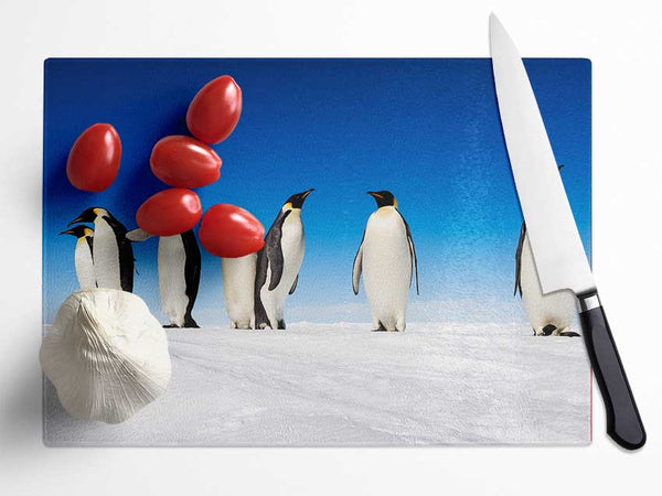 Penguin Gossip Glass Chopping Board