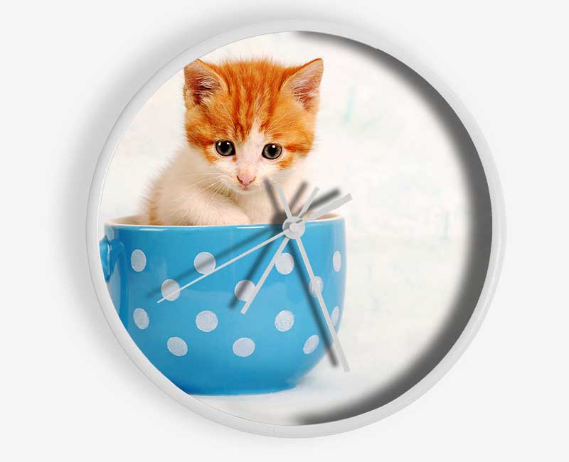 Tea Cup Kitten Cat Clock - Wallart-Direct UK