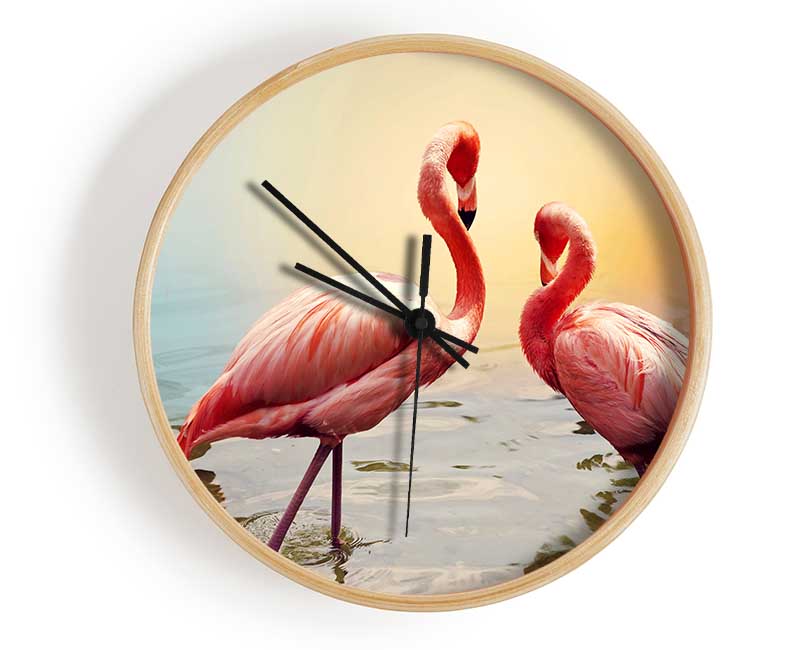 Flamingo Sunset Clock - Wallart-Direct UK