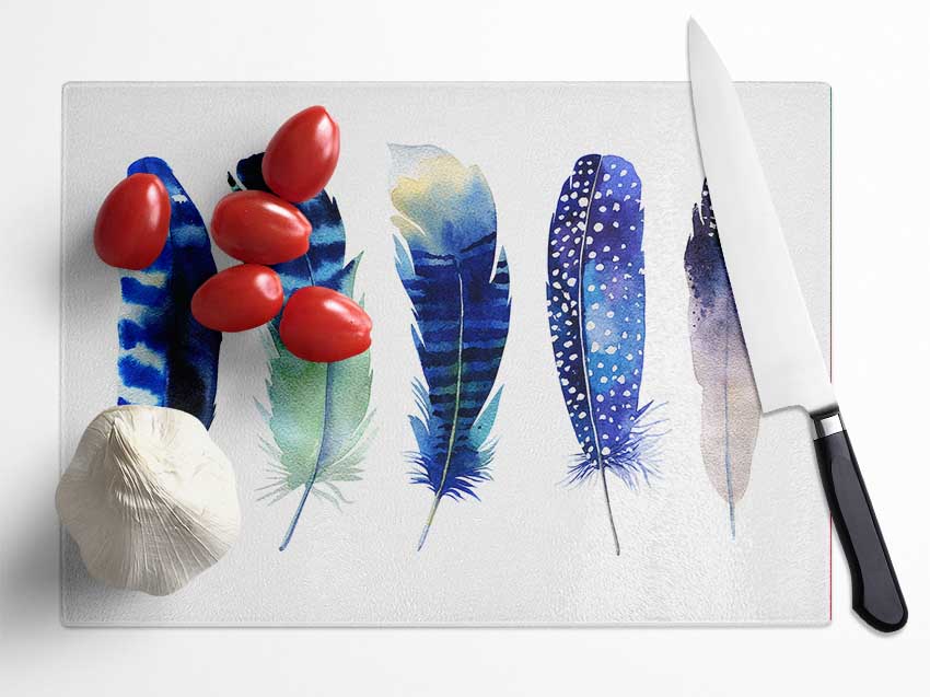 Night Feathers Glass Chopping Board