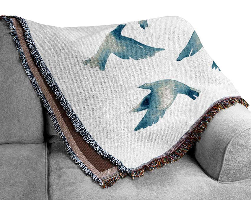 Blue Doves Woven Blanket