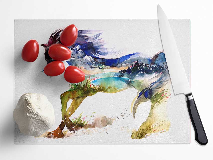 Horse Dreams Glass Chopping Board