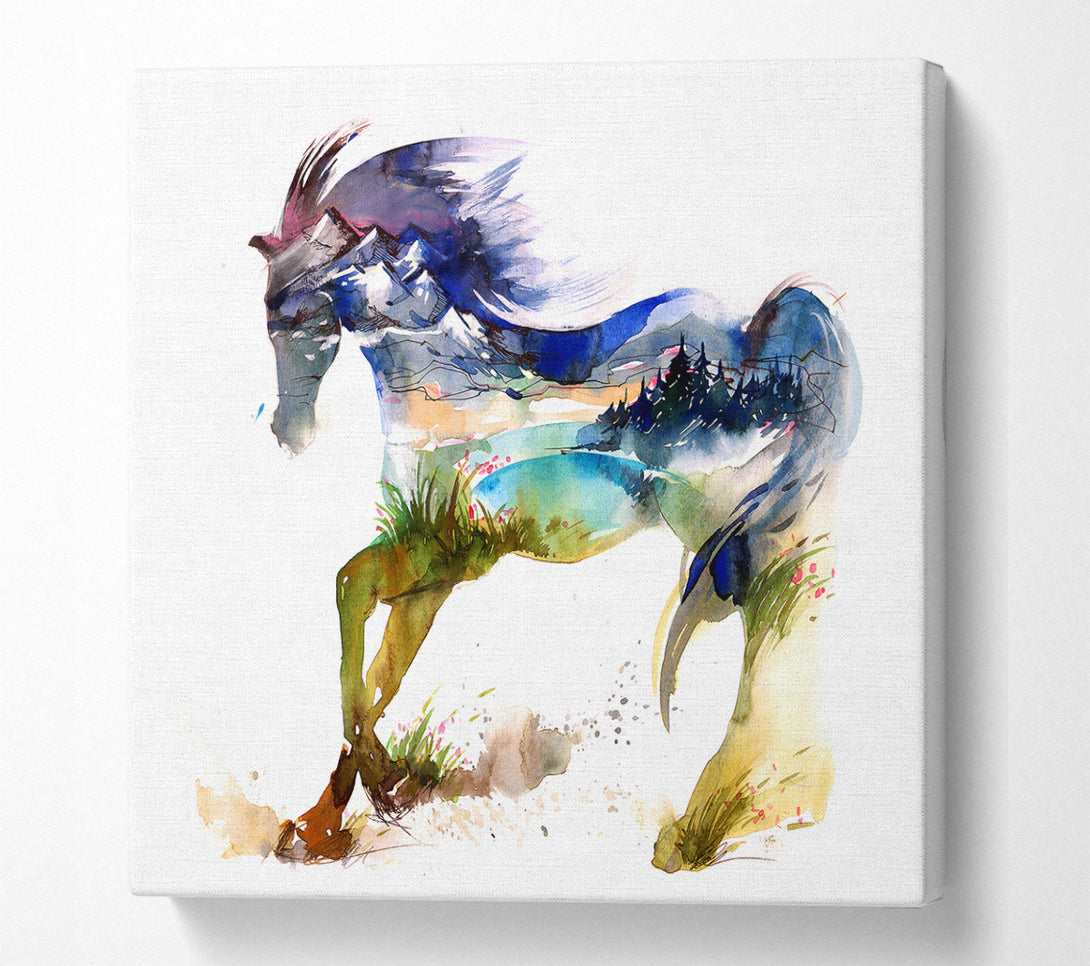 A Square Canvas Print Showing Horse Dreams Square Wall Art