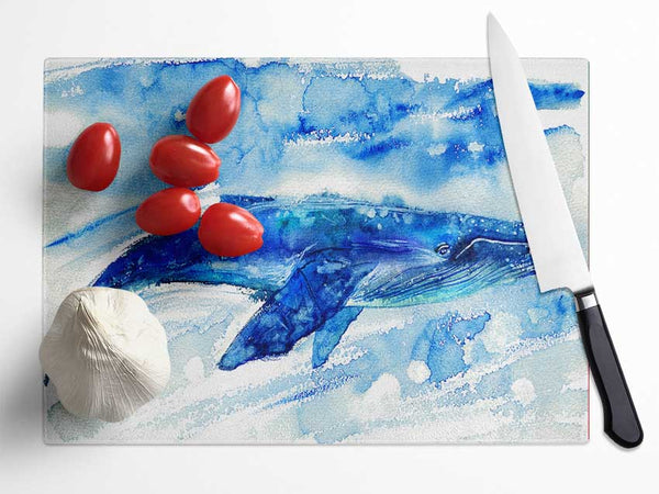 Whale Painting Glass Chopping Board