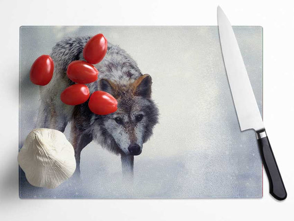 Prowling Wolf Glass Chopping Board